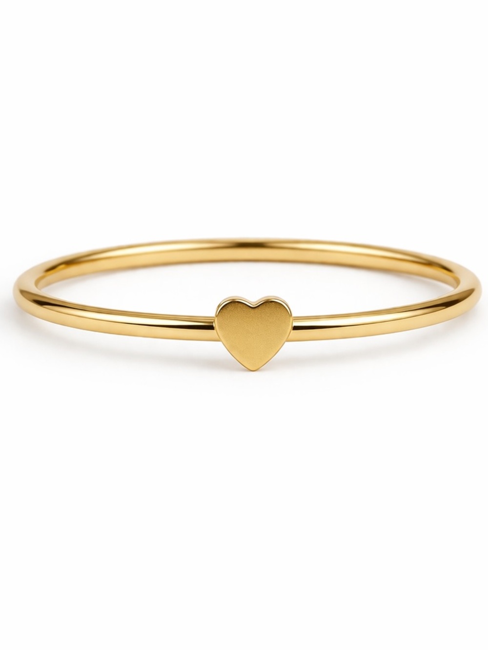 Gold Heart Bangle Bracelet - Women's Jewelry Ring